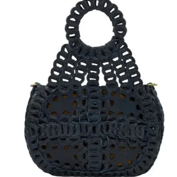 PATRICIA NASH Ticci leather flapover tote crossbody bag + Dust bag  BLUE DENIM - Picture 3 of 8